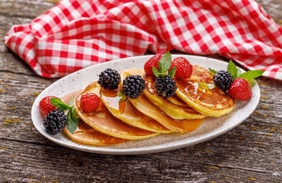 American Pancakes with Maple Syrup