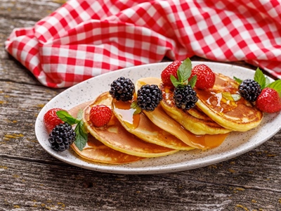 American Pancakes with Maple Syrup